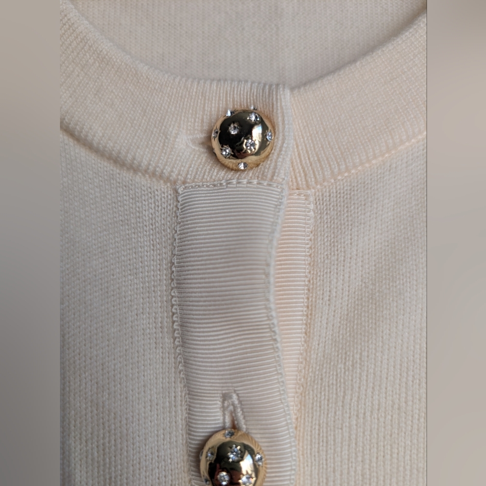 Kate Spade Fine Knit Wool Cardigan, M, Cream - Picture 3 of 6